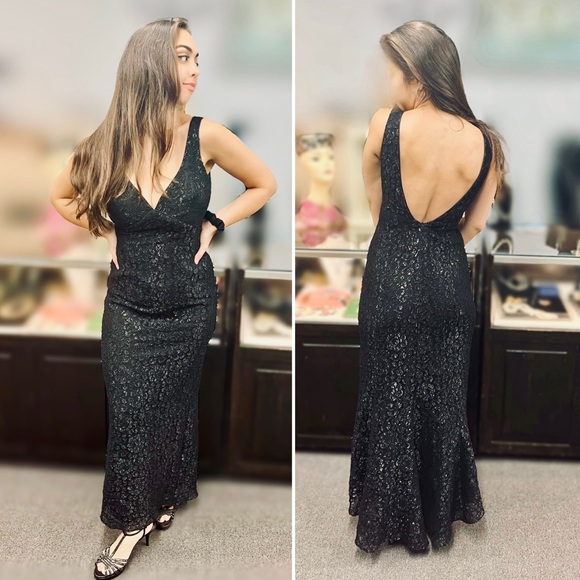 Gorgeous Black Designer Gown, Vintage Glam - Picture 3 of 7